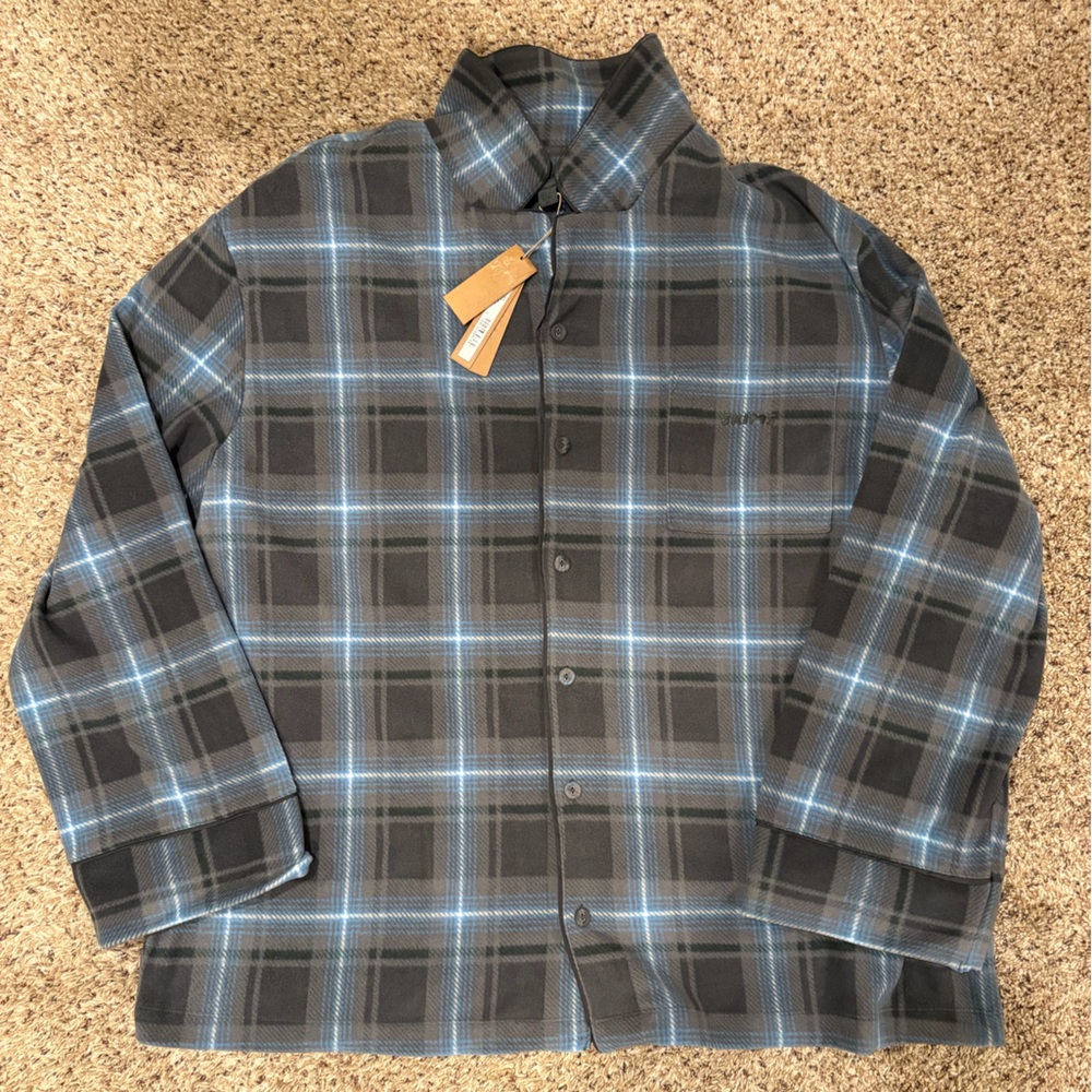 SKIMS Black and Blue Plaid Pajama Set